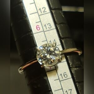 Natural Diamond Ring Set In 925 Sterling Silver - Size 7 - Like New